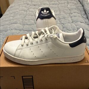Adidas Stan Smith White and Navy Sneakers